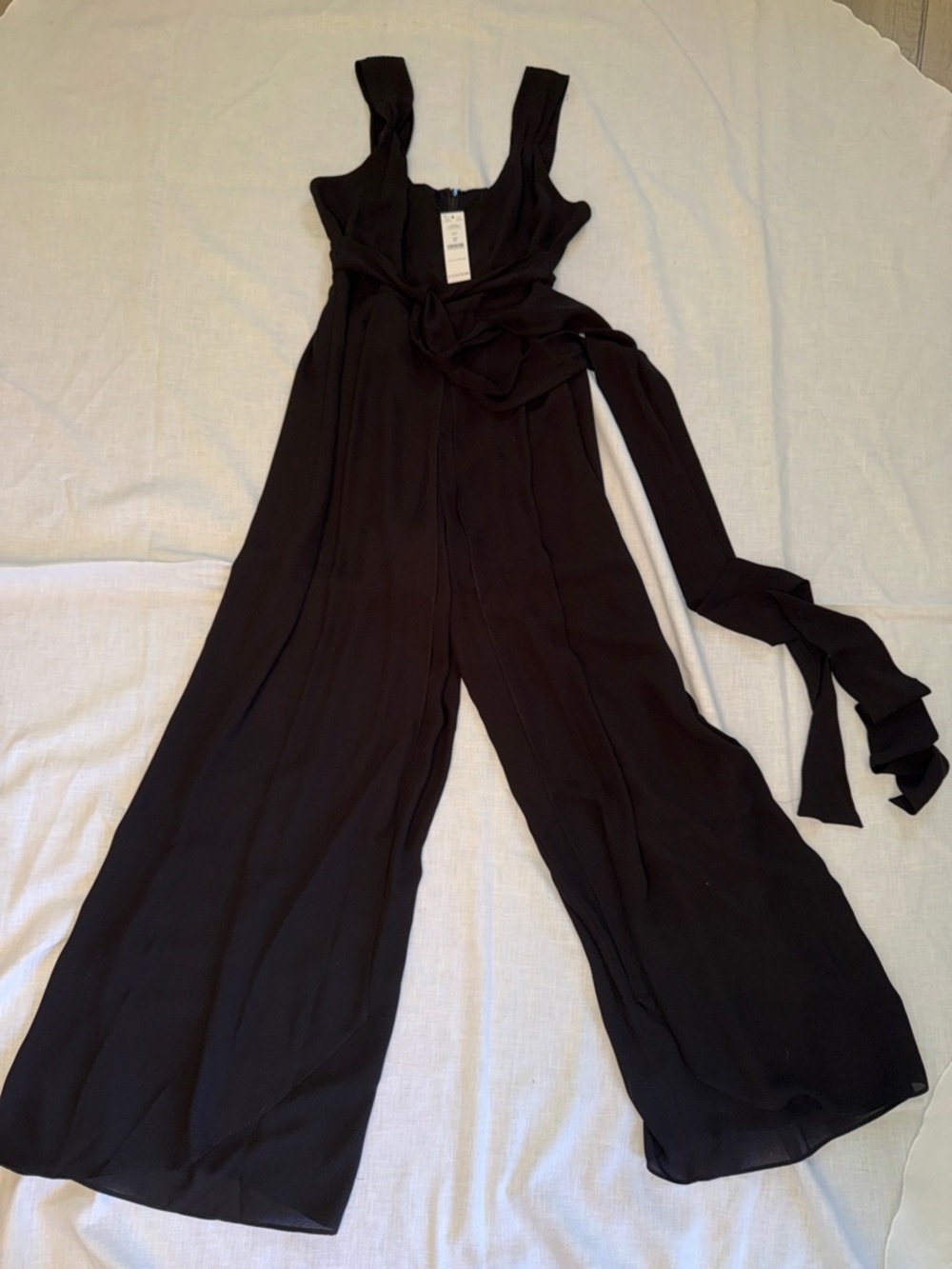 White House Black Market Black Wide-Leg Tie-Front Jumpsuit